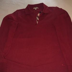 Red long sleeve Burberry shirt